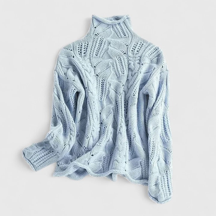 Women's Textured Cable Knit Turtleneck Sweater