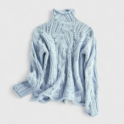 Women's Textured Cable Knit Turtleneck Sweater