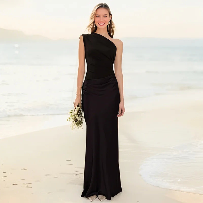 One-Shoulder Draped Maxi Dress