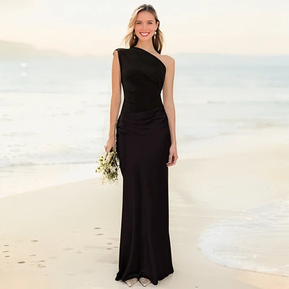One-Shoulder Draped Maxi Dress