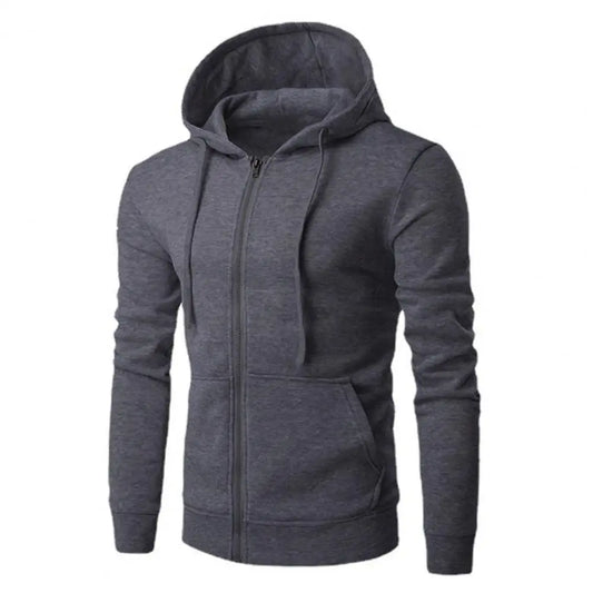 Men's Slim Fit Zip Up Sport Hoodie Adjustable Drawstring - Fashinoza
