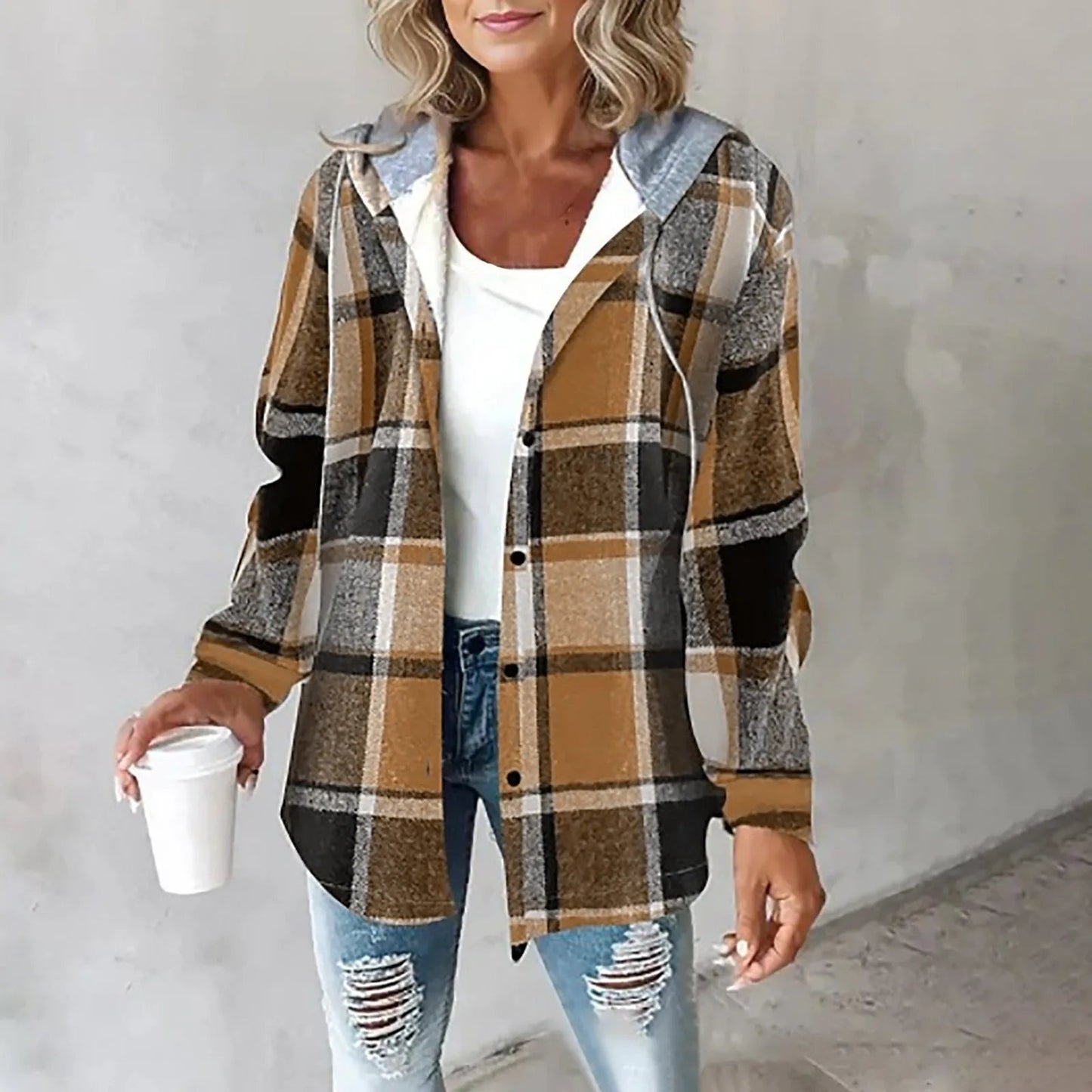 Women's Checkered Lined Cardigan