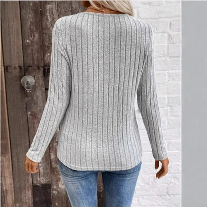 Elegant Women's Sunken Stripe Sweater