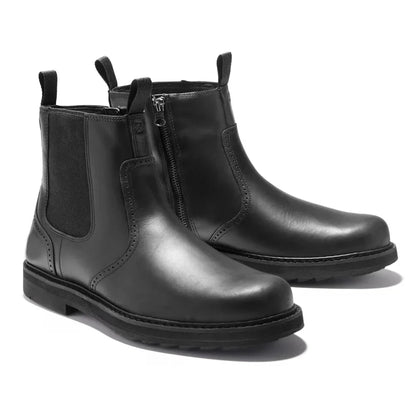 Men's Chelsea Boots Side Zip Leather Black