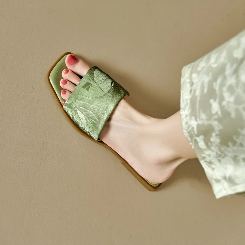 Women's Floral Sandals Square Toe