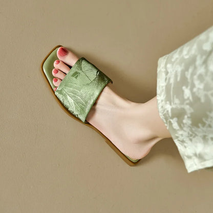 Women's Floral Sandals Square Toe