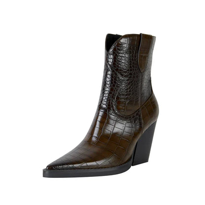 Women's Ankle Boots Croc Embossed