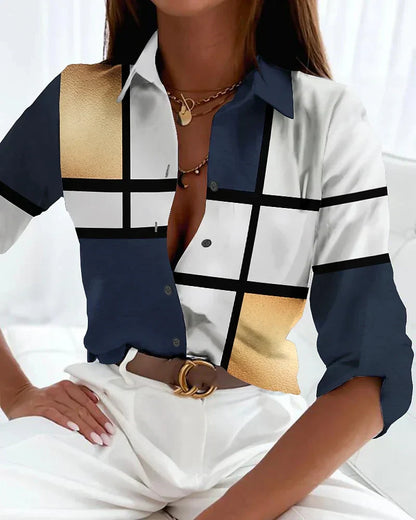 Women's Printed Blouse Contemporary Design - Fashinoza