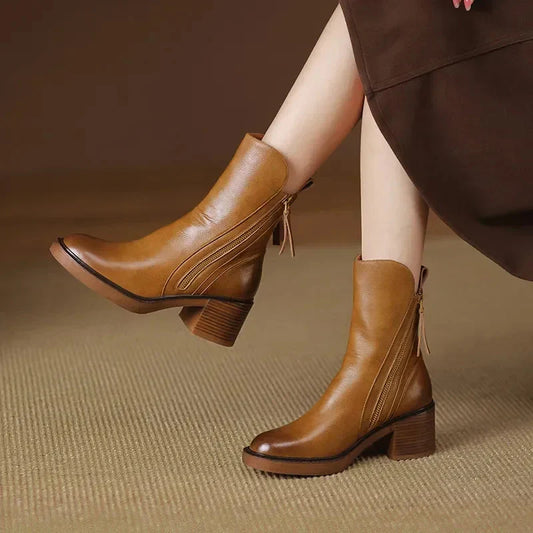 Women's Platform Ankle Boots Block Heel Black - 
Fashinoza