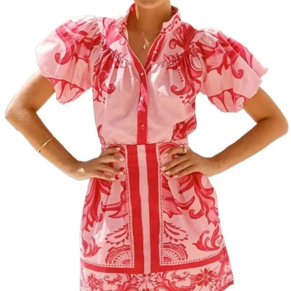 Women's Floral Mini Dress Puff Sleeve