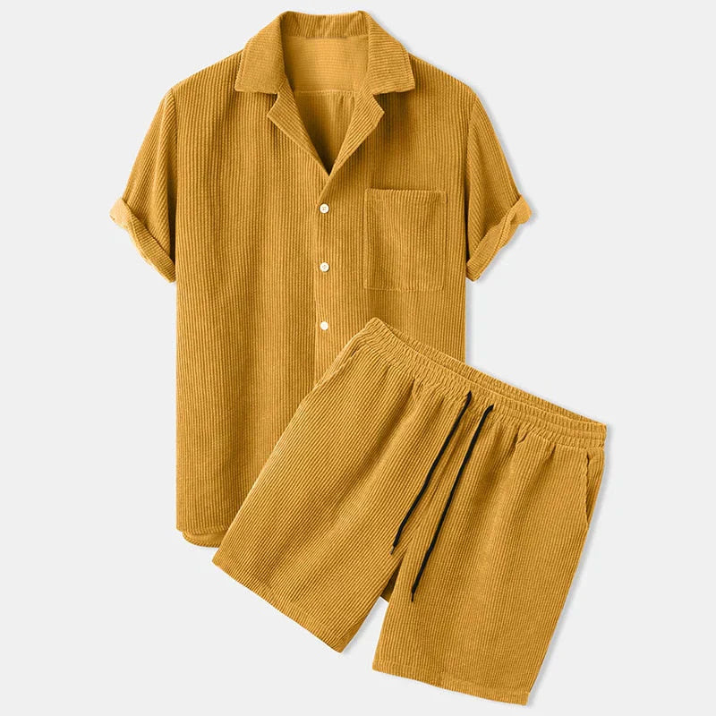 Men's Summer Ribbed Clothing Set Comfortable - Fashinoza