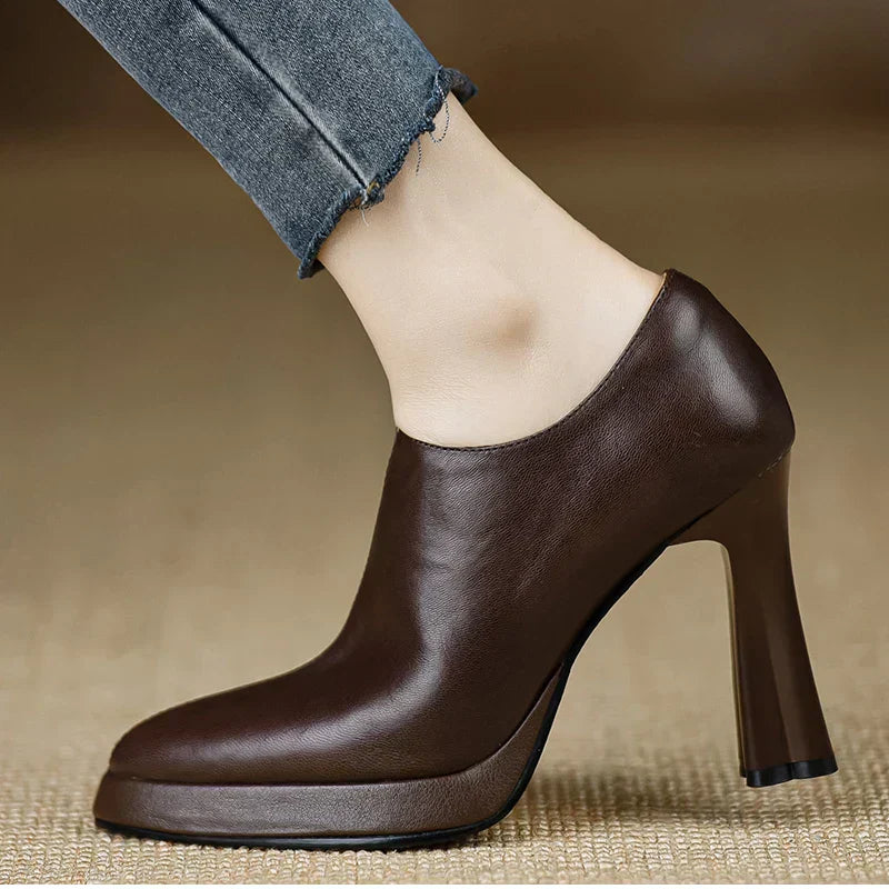 Giselle Women's Block Heel Pumps Side Zipper