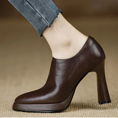 Giselle Women's Block Heel Pumps Side Zipper
