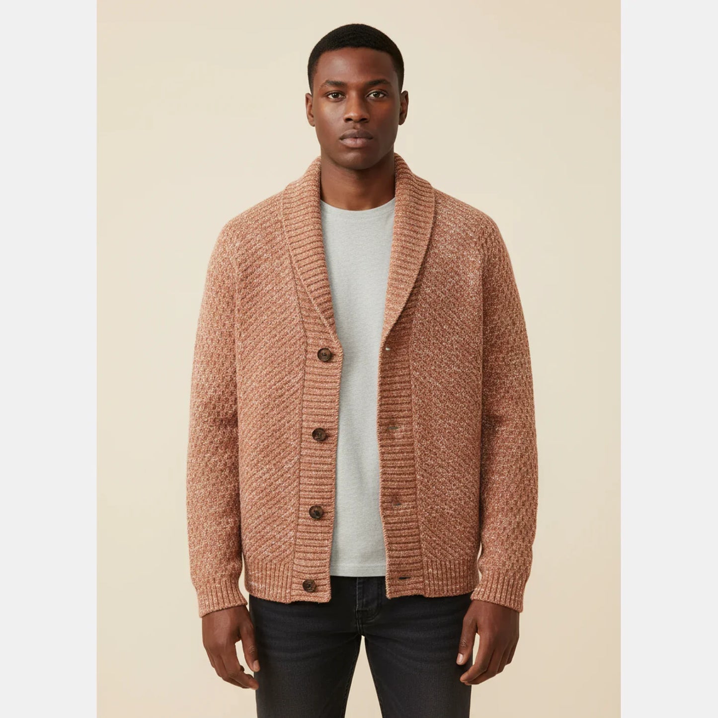 Men's Knit Sweater Shawl Collar