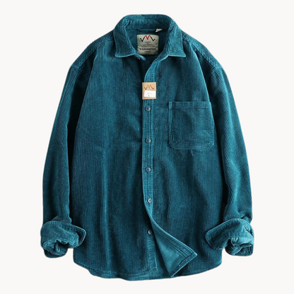 Zach | Men’s Casual Brown Corduroy Long Sleeve Shirt