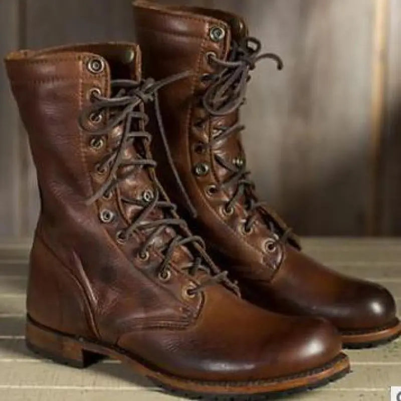 Women's Mid Calf Leather Boots - Fashinoza