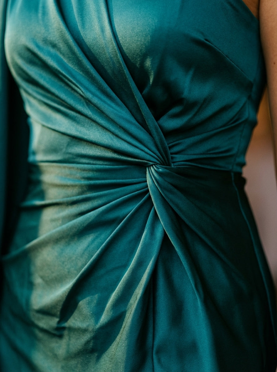Women's One-Shoulder Ruched Maxi Dress Olive Green