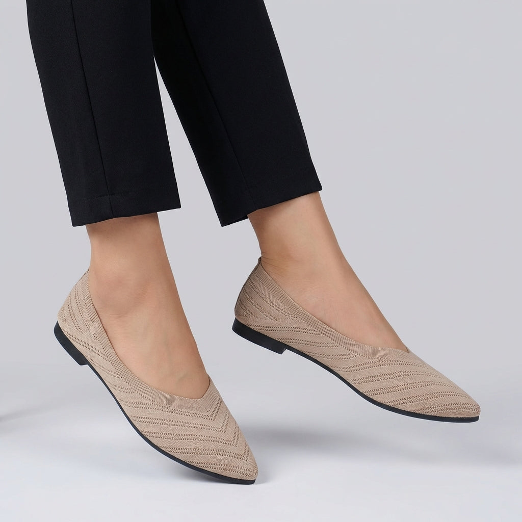 Women's Pointed Toe Slip-On Flats Textured Knit Black - 
Fashinoza