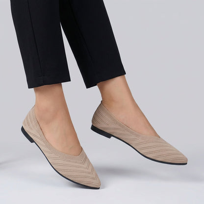 Women's Pointed Toe Slip-On Flats Textured Knit Black - 
Fashinoza