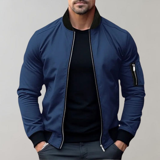 James | Men's Slim Fit Zip-Up Bomber Jacket with Pockets
