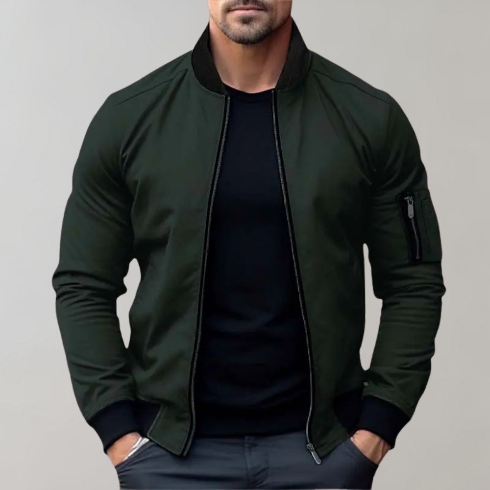 James | Men's Slim Fit Zip-Up Bomber Jacket with Pockets