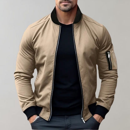 James | Men's Slim Fit Zip-Up Bomber Jacket with Pockets