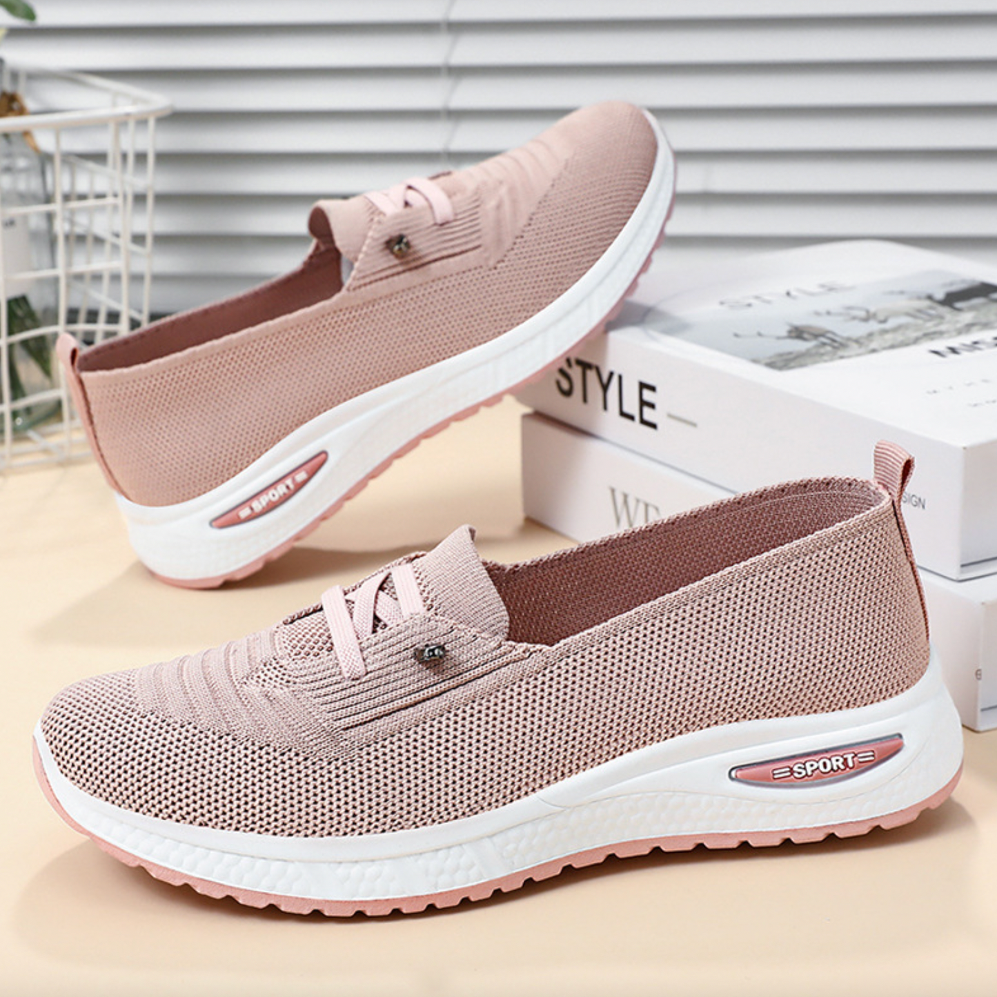 Orthopedic Walking Shoes for Women with Arch Support and Breathable Flyknit Mesh