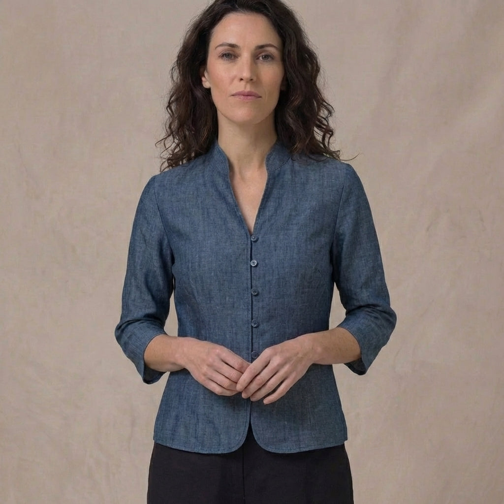 Structured Mandarin Blouse for Women – Elegant & Versatile Caliboot