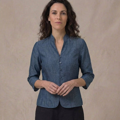 Structured Mandarin Blouse for Women – Elegant & Versatile Caliboot