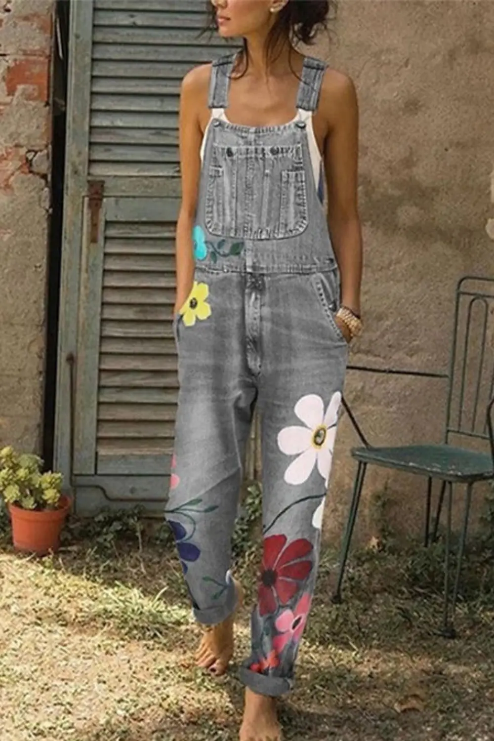 Women's Denim Sleeveless Overalls - 
Fashinoza