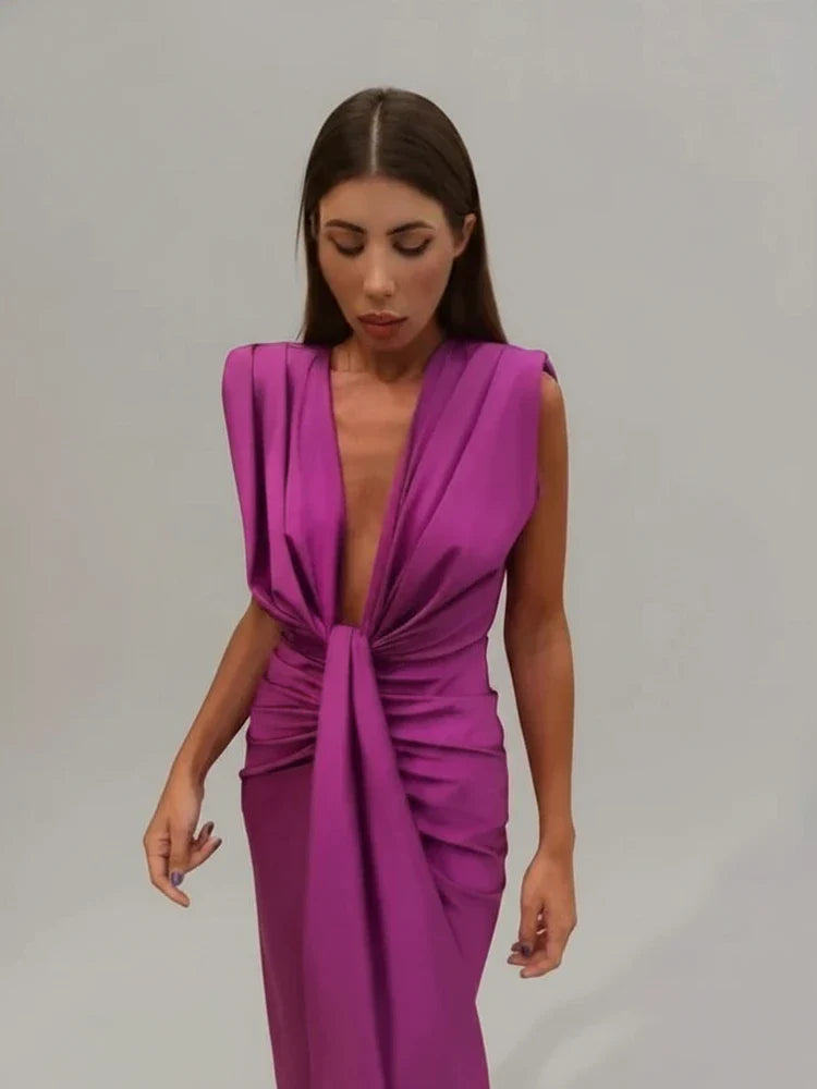 Women's Sleeveless Midi Evening Dress