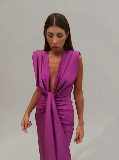 Women's Sleeveless Midi Evening Dress