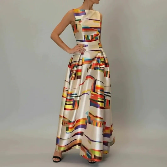 Women's Sleeveless Maxi Dress Fit Flare Style - Fashinoza