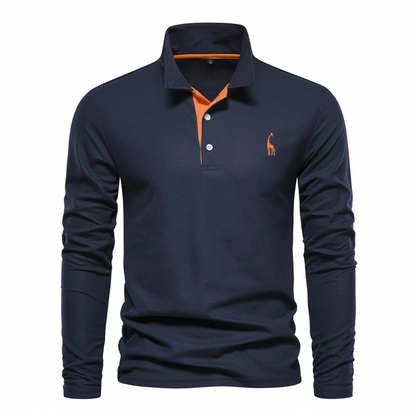 Men's Slim Fit Long Sleeve Polo Shirt