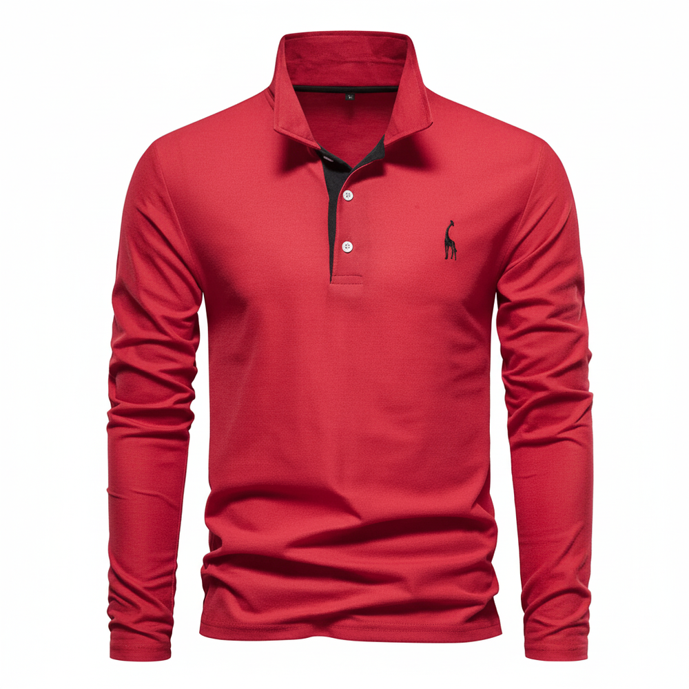 Men's Slim Fit Long Sleeve Polo Shirt - Fashinoza
