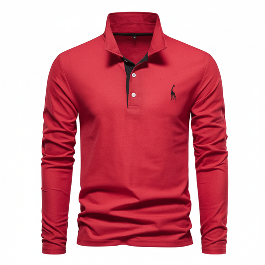 Men's Slim Fit Long Sleeve Polo Shirt - Fashinoza