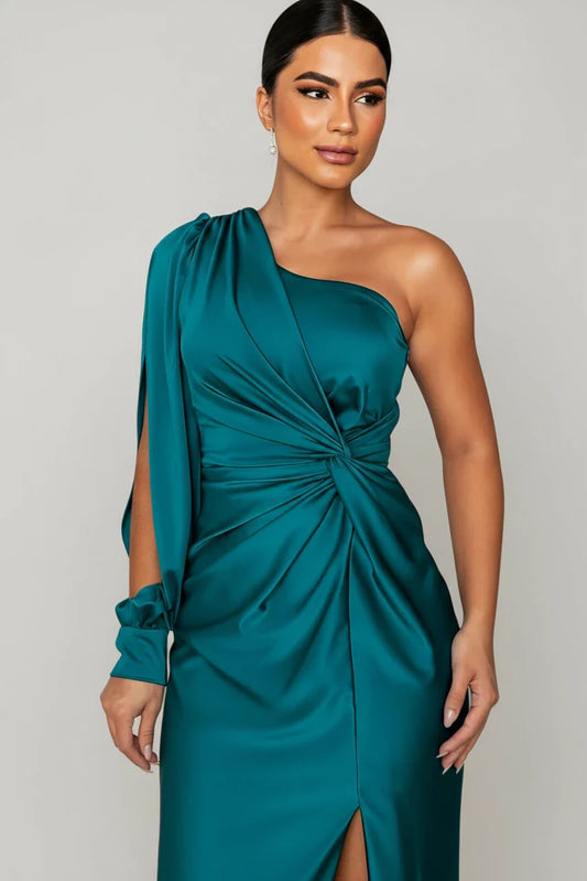 Women's One Shoulder Slit Maxi Dress - Fashinoza