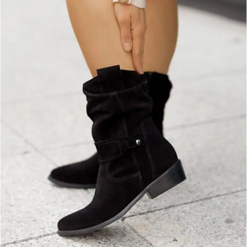 Slouched Black Ankle Boots for Women – Chic & Comfortable Design