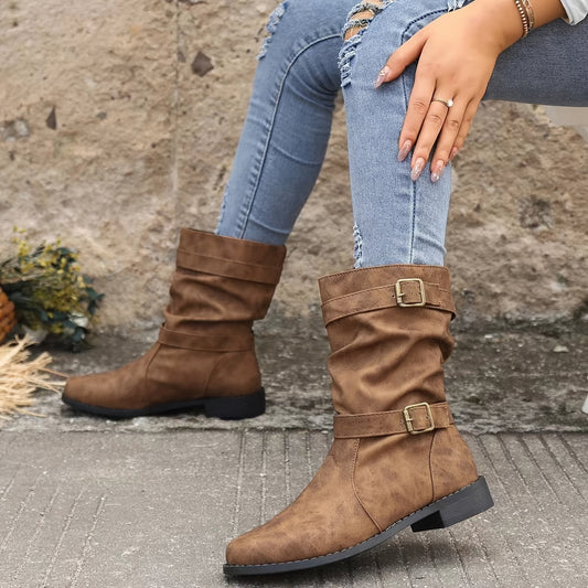 Women's Slouchy Ankle Boots Black Comfortable - 
Fashinoza