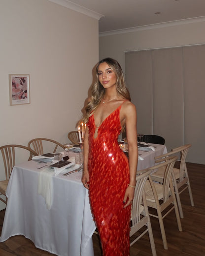 Women's Backless Sequin Dress For Wedding Guest