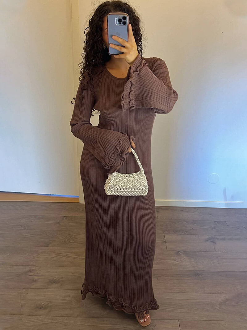 Ribbed Long Sleeve Maxi Dress