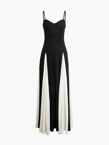 Women's Maxi Dress Vertical Contrast Panels