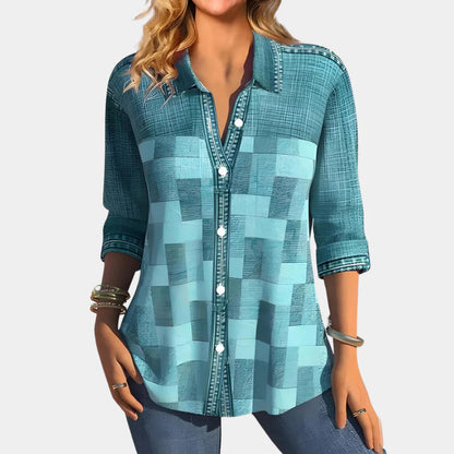 Women's Check Blouse Casual Cotton