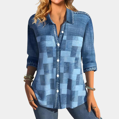 Women's Check Blouse Casual Cotton