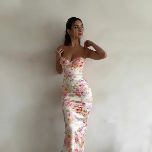 Women's Bodycon Midi Dress Spaghetti Strap - Fashinoza