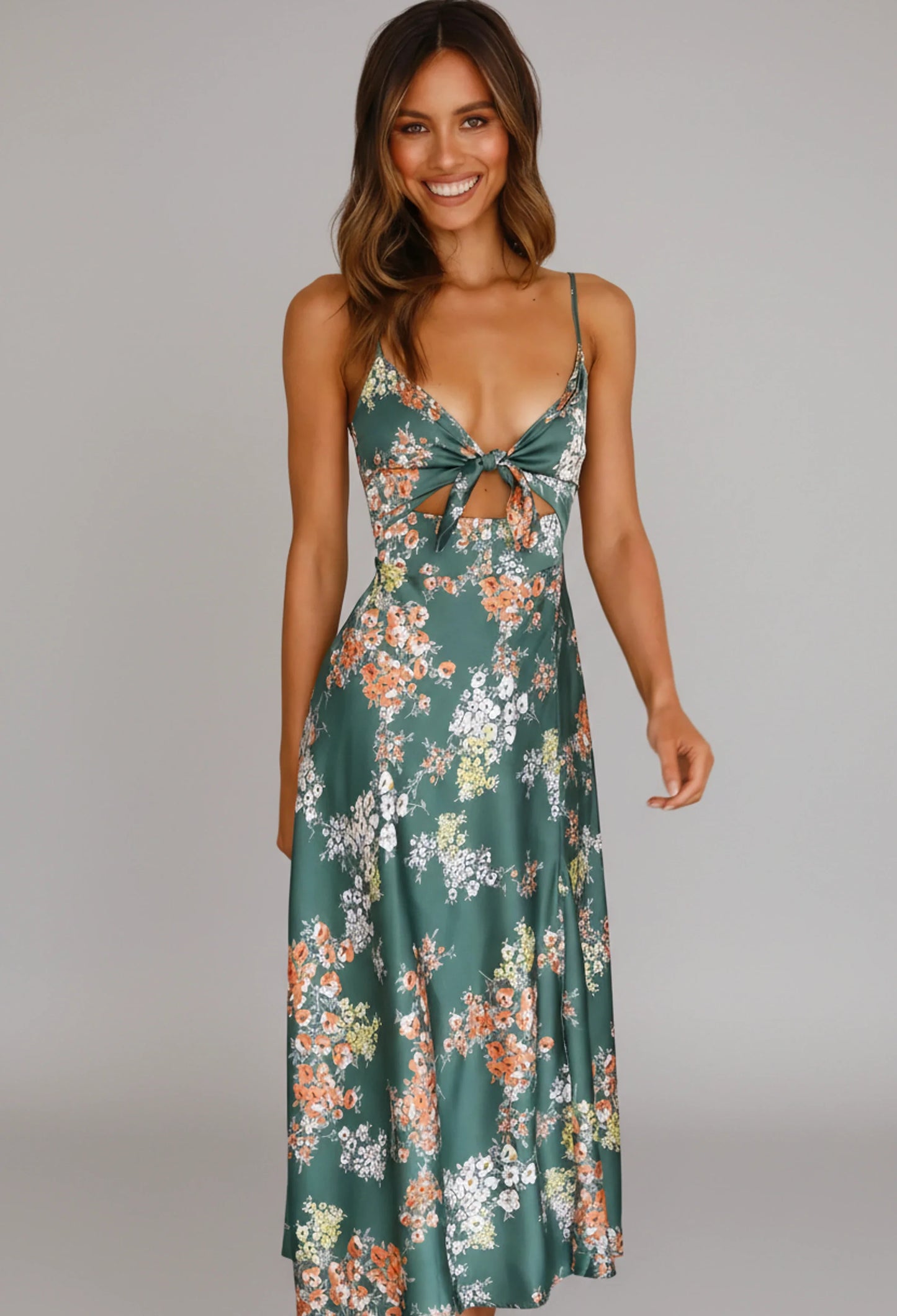 Women's Summer Midi Dress Spaghetti Strap - Fashinoza