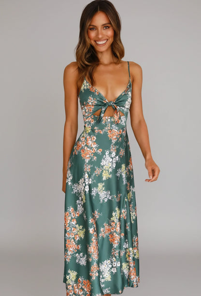 Women's Summer Midi Dress Spaghetti Strap - Fashinoza