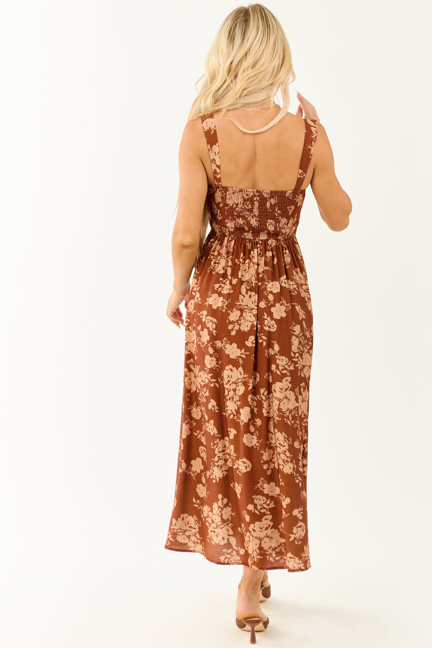 Women Floral Maxi Dress Sweetheart Neck