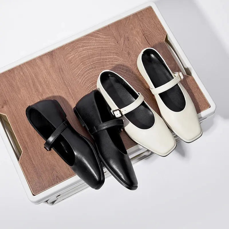 Square Toe Black Ballet Flats for Women – Chic & Comfortable Everyday Style