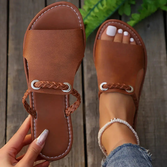 Women's Square Toe Flat Sandals Comfortable Summer - 
Fashinoza